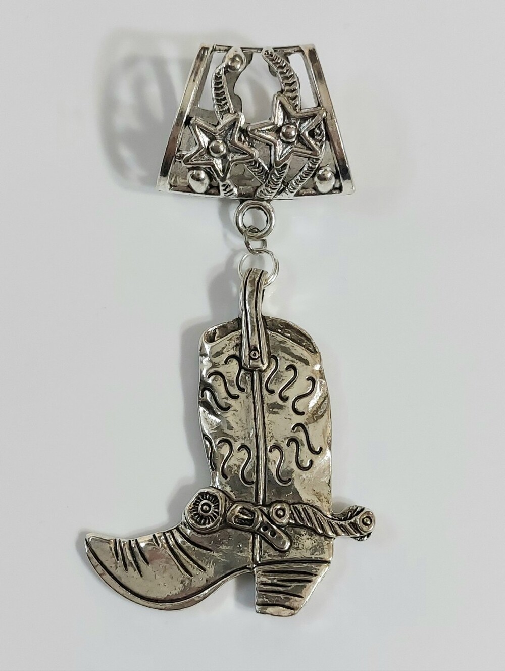 Silver Cowboy Boot Pendant Bandana Scarf Slide - Womens Jewelry